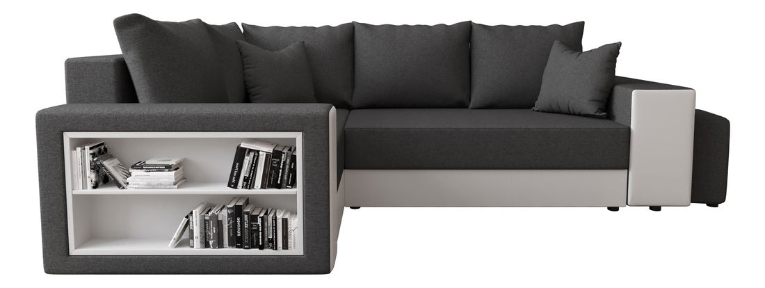 Rohová sedací souprava Dawn (tmavě šedá + bílá)