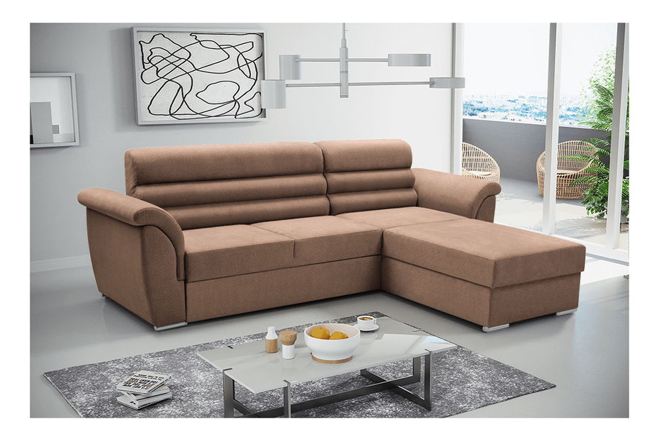 Rohová sedací souprava Foda (hnědá) (P)