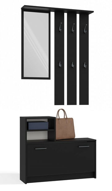Předsíňová sestava Vayan 1 (černá) (se zrcadlem)