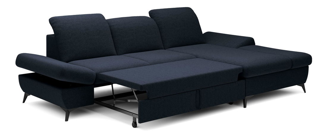 Rohová sedací souprava Harpie (tmavě modrá) (P)