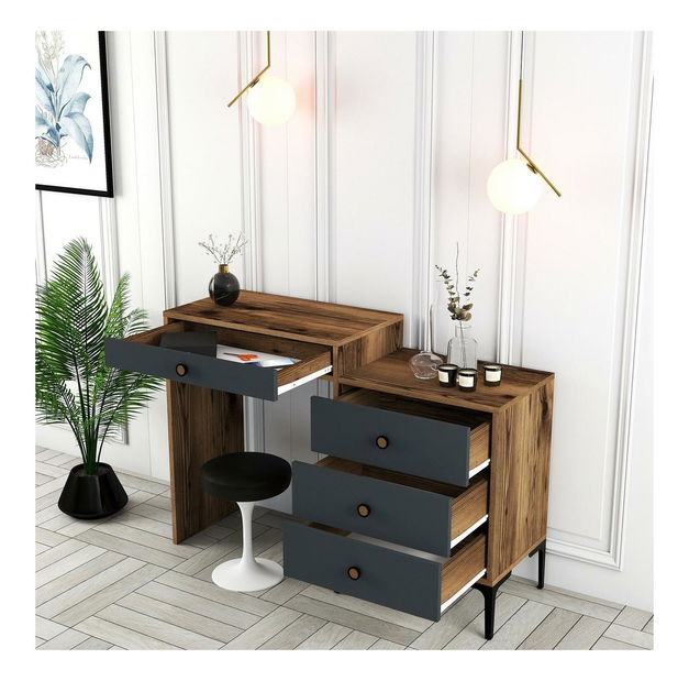 Toaletní stolek Logan 2 (ořechové dřevo + antracit)