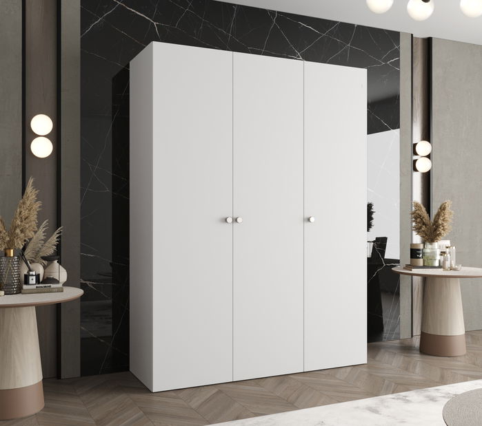 Šatní skříň 150 cm Parna 1 (bílá + stříbrná)