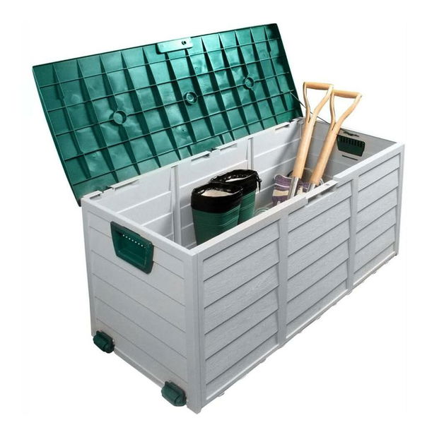 Zahradní úložný box Korta (šedá + zelená)