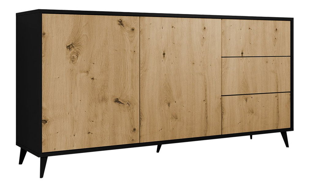 Komoda Oksewo 2D3SZ (dub artisan + černá)