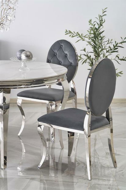 Jídelní stůl Regino (bílý mramor + stříbrná) (pro 4 osoby)