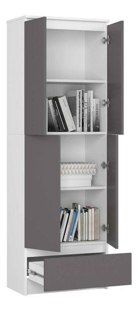 Policová skříň Renzo (bílá + šedá)