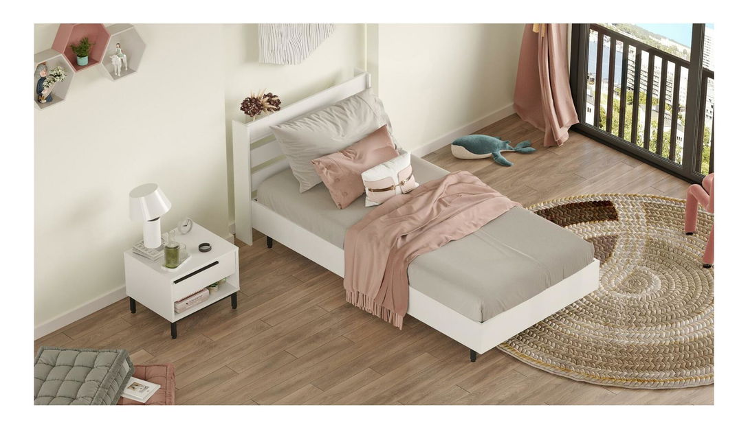 Jednolůžková postel s nočním stolkem 90 cm Otto 22 (bílá)