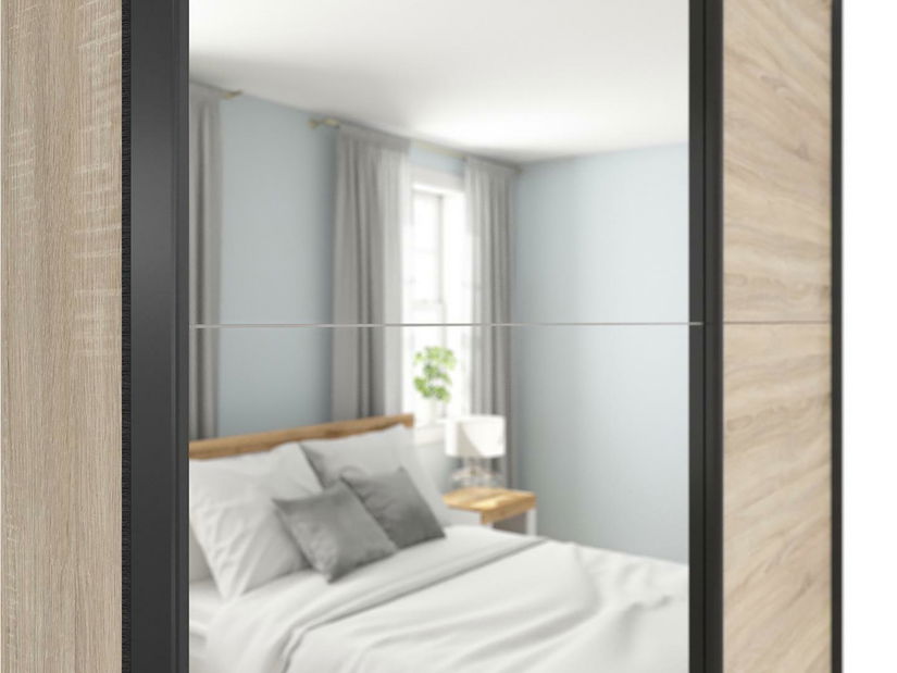 Šatní skříň s posuvnými dveřmi BRW Tetrix 33 (dub sonoma) (se zrcadlem)