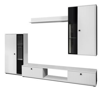 Obývací stěna Saul (bílá + bílá) (bez osvětlení)