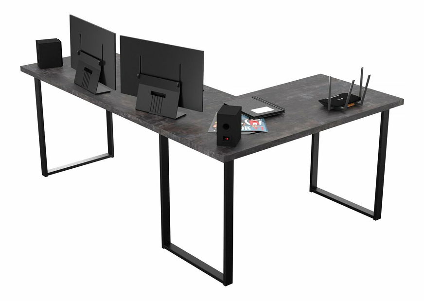 Rohový pc stůl Vintid (tmavý beton)