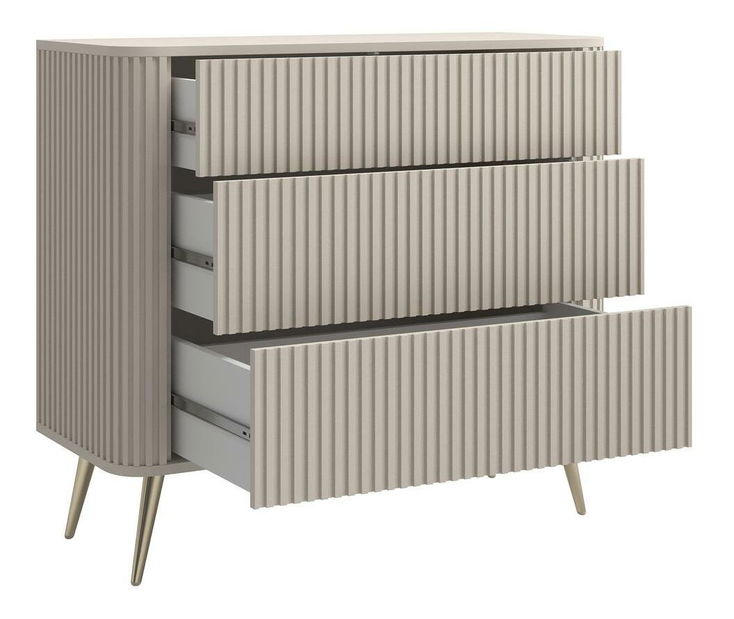 Komoda Oglio O3 (šedobéžová + zlatá)