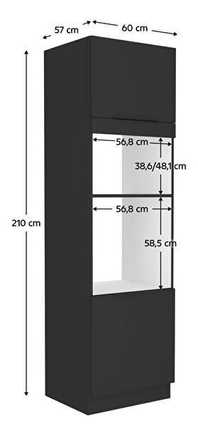 Vysoká skříňka na vestavnou troubu a mikrovlnnou troubu Sobera 60 DPM 210 2F (černá)