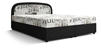 Manželská postel Boxspring 140 cm Brick (černá + vzor vlny) (s matrací a úložným prostorem)