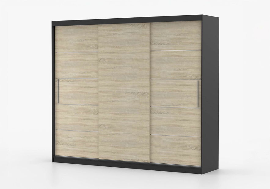 Šatní skříň Arrun (černá + dub sonoma)
