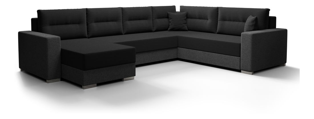Rohová sedačka ve tvaru U Glide 3 (černá + šedá) (P)