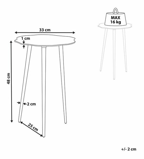 Příruční stolek Munza (zlatá)