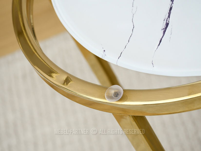 Konferenční stolek Calvis (bílý mramor + zlatá)