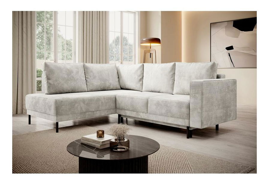 Rohová sedací souprava Rodriguez (L) (béžovošedá + černá)