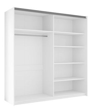 Šatní skříň s posuvnými dveřmi Artaman 200 (bílá) (se zrcadlem)
