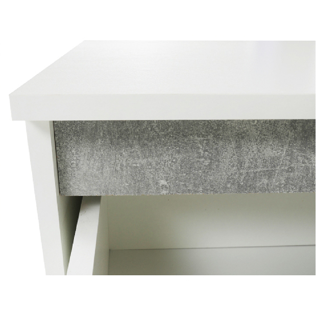 Rohový PC stolek Bill (bílá + beton)