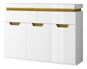 Komoda Tiera (bílá lesklá + dub navarre)