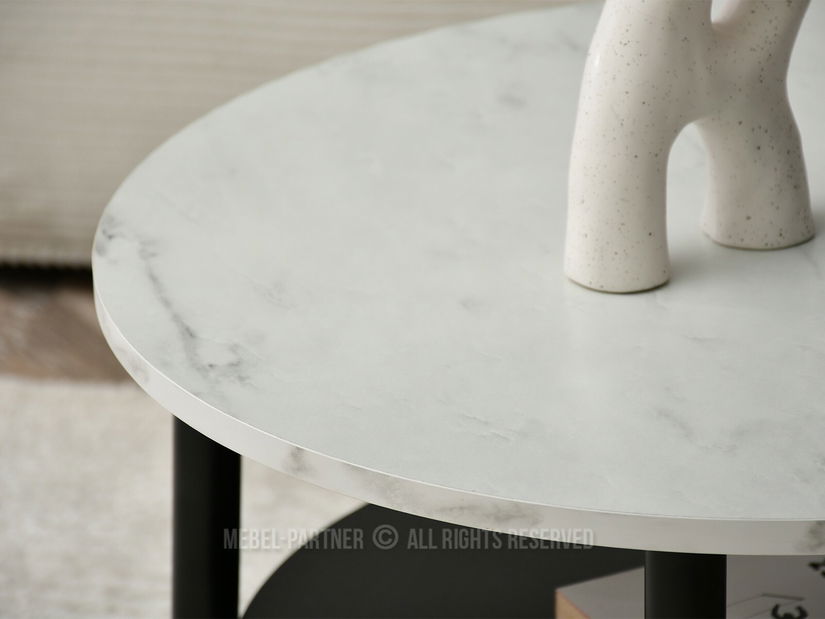 Konferenční stolek Randolf S (bílý mramor + černá)
