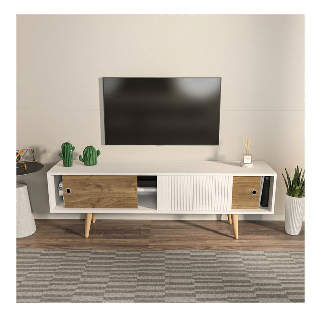 TV skříňka Ecranissa (bílá + ořech)