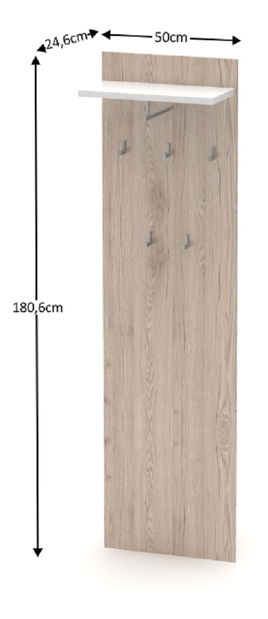 Věšákový panel Tempo Kondela Rumia (dun san remo + bílá)