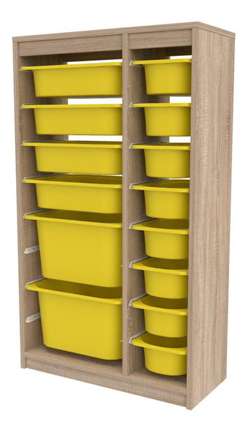 Organizér na hračky Dremonka 6 (dub sonoma + žlutá)