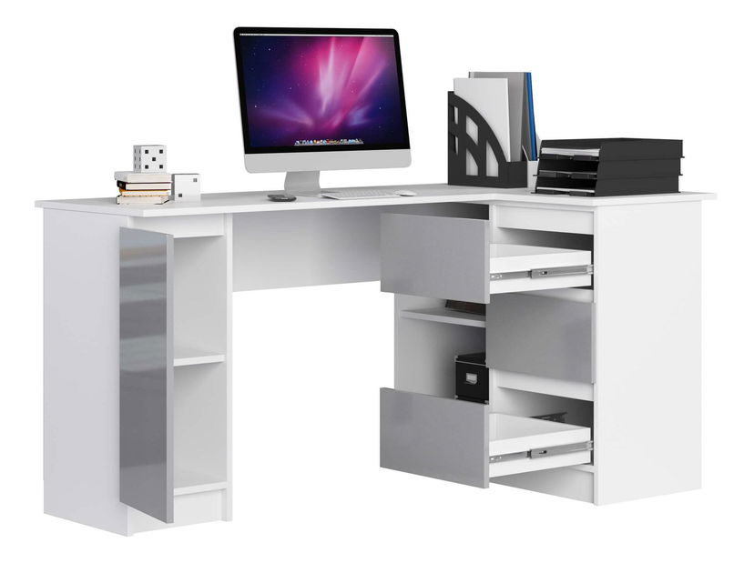 Rohový PC stolek Bevin (metalický lesk) (P)