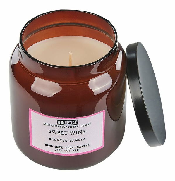 Sada 2 ks vonných svíček sladké víno/rozmarýn a levandule Arnfinn (hnědá)