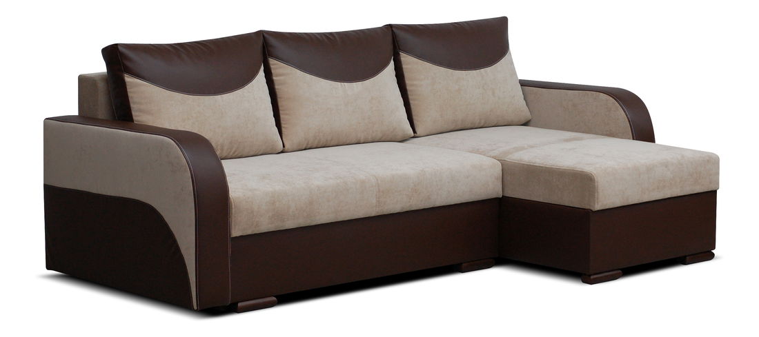 Rohová sedací souprava Famo (béžová + hnědá) (P)