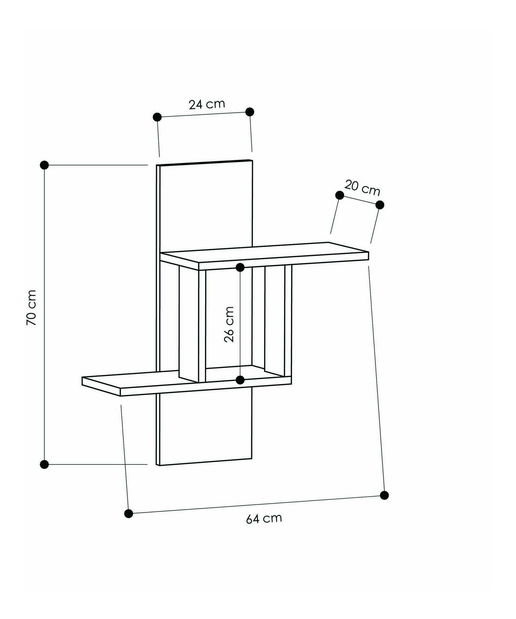 Polička Milford (antracit)