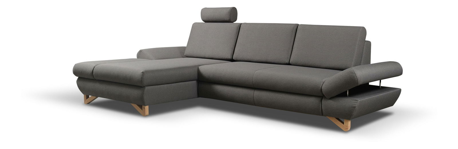 Rohová sedací souprava Aveley (tmavě šedá melírovaná) (L)