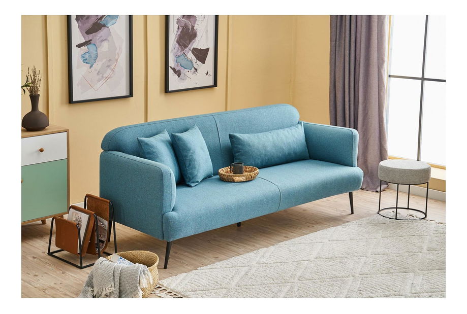 Pohovka třísedačka Revosatta (tyrkysová + černá)