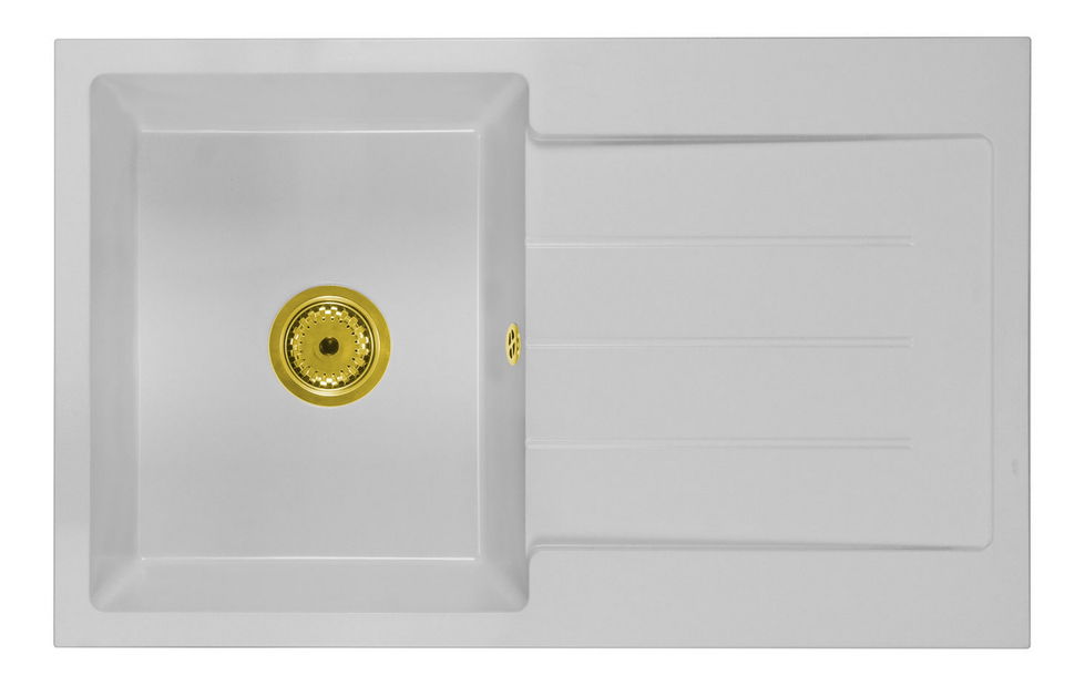 Kuchyňský dřez Ruxom (bílá) (se 2 otvory pro baterii) (P)
