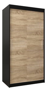 Šatní skříň 100 cm Toki (Černá matná + Dub sonoma)