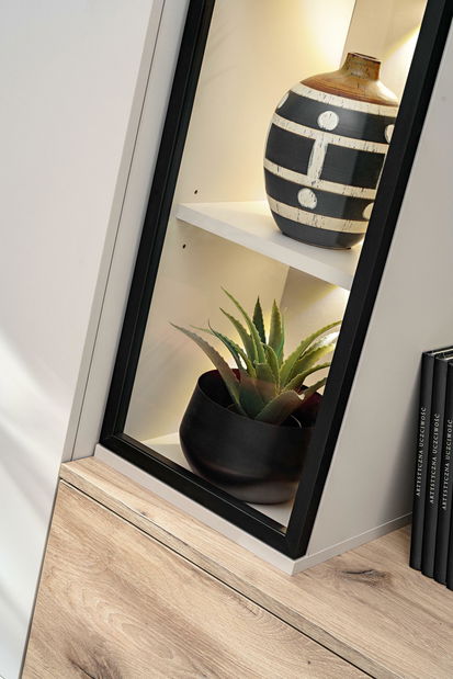 Obývací stěna Care (dub vikingský + kašmír) (s osvětlením)