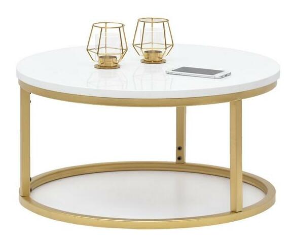 Konferenční stolek Kolja Stolek S (bílá + zlatá)