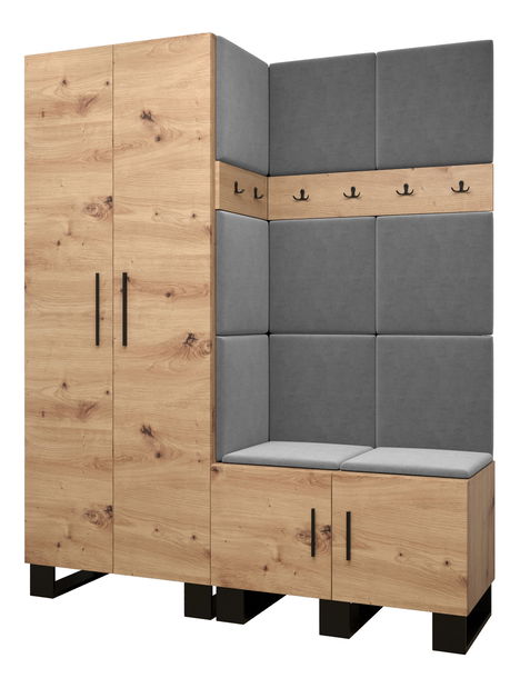 Předsíňová sestava Amanda 2 (dub artisan + tmavě šedá)