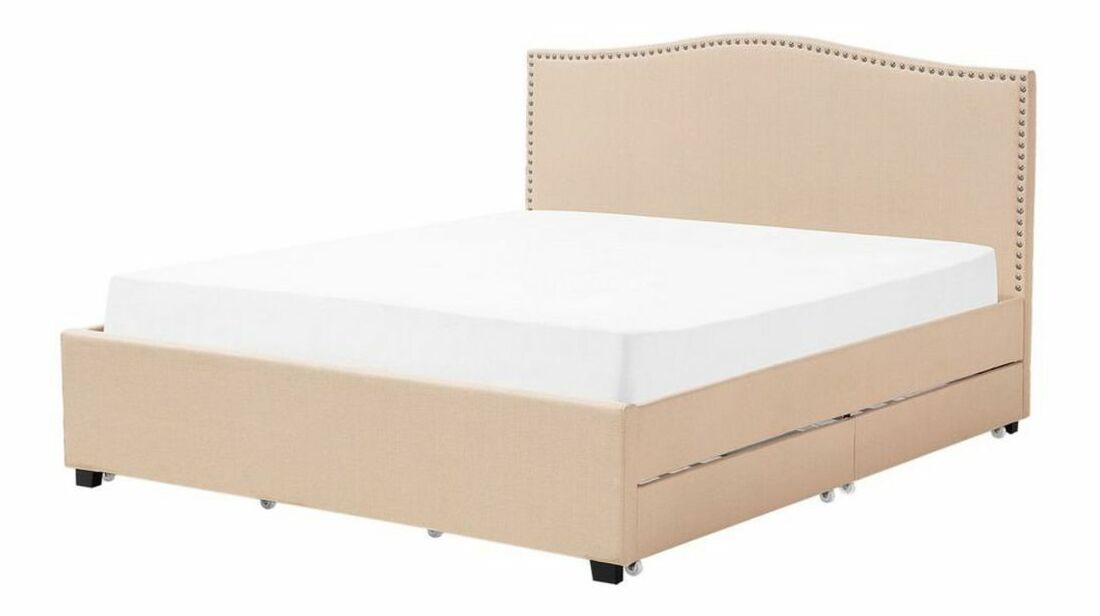 Manželská postel 180 cm MONTHY (s roštem a úl. prostorem) (béžová)