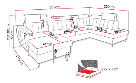 Rohová sedačka U Potazuro XL (modrá) (s úl. prostorem) (P)