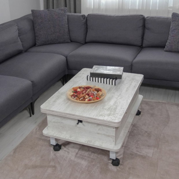 Konferenční stolek na kolečkách Dia (antická bílá)