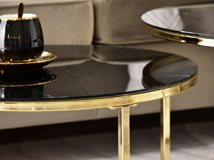 Konferenční stolek Grande (černý mramor + zlatá)