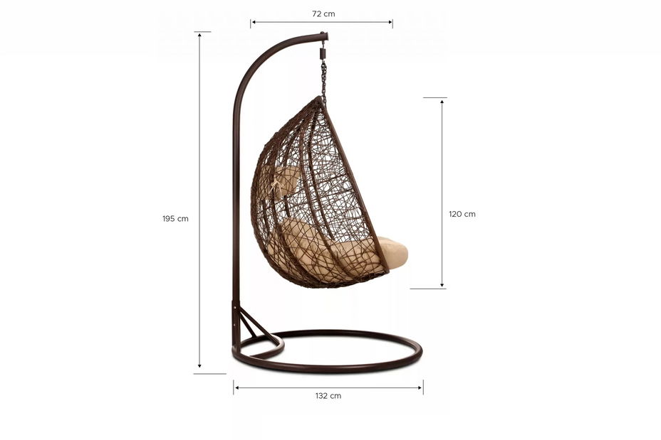 Závěsné dvojkřeslo Cleopatra (hnědá + béžová)