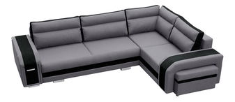 Rohová sedací souprava Asperata (světlešedá + černá) (P)