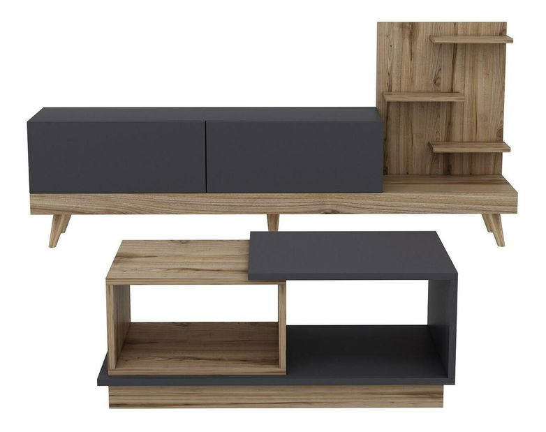 Sestava nábytku do obývacího pokoje Design (antracit + ořech)