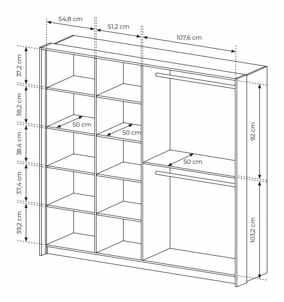 Šatní skříň Versaccio 220 (dub scandi + černá)