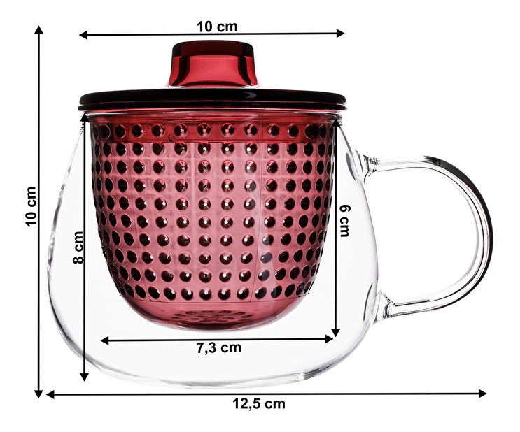 Set 3 ks hrníčků na čaj se sítkem 350ml Safter (vícebarevné)