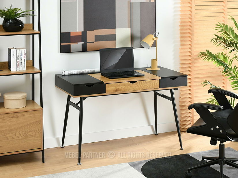 PC stolek Baiden (dub černý + černá)